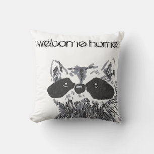 Welcome Home Woodland Animal Raccoon Cushion