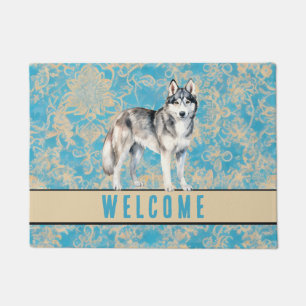 Welcome House Entrance Siberian Husky Dog  Doormat