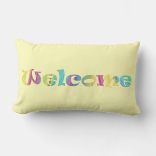 Welcome in Colourful Pastels Word Art Pillows