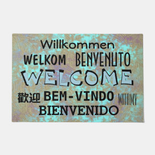 WELCOME in many languages Cool Abstract Doormat