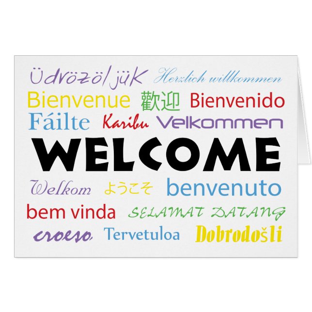 Welcome in Many Languages White Personalize (Front Horizontal)