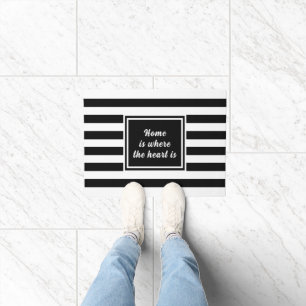 Welcome in Style Black & White Stripe Personalised Doormat