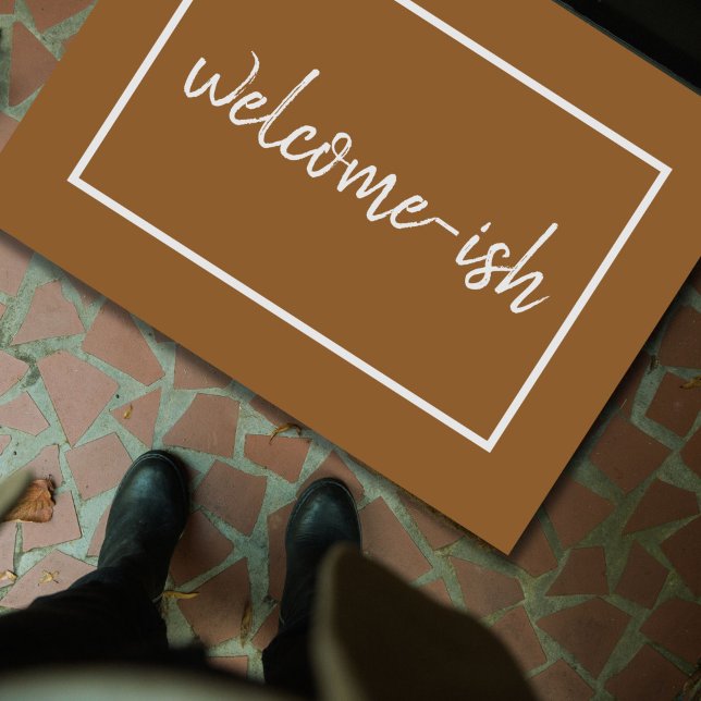 "Welcome-ish" Funny Introvert Antisocial Doormat ("welcome-ish" reads this funny,  sarcastic doormat for introverts, the antisocial and lovable grumps)