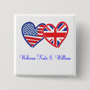 Welcome Kate & William/ Royal Wedding 15 Cm Square Badge