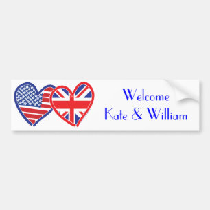 Welcome Kate & William/ Royal Wedding Bumper Sticker