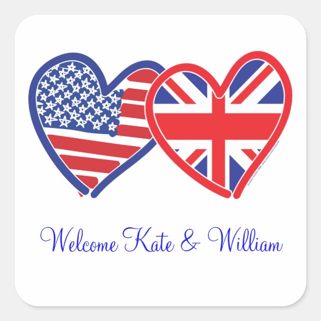 Welcome Kate & William/ Royal Wedding Square Sticker (Front)