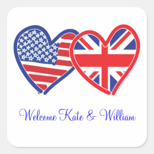 Welcome Kate & William/ Royal Wedding Square Sticker