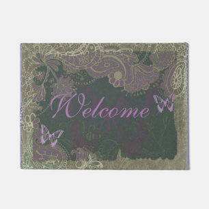 Welcome lace and butterflies doormat