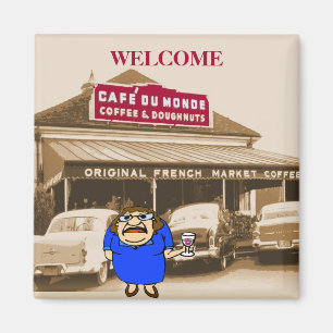 Welcome Lady at Coffee Shop Magnet