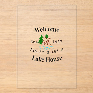 Welcome lake house corrdinated est. Year mountain Acrylic Invitations