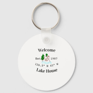 Welcome lake house corrdinated est. Year mountain Key Ring
