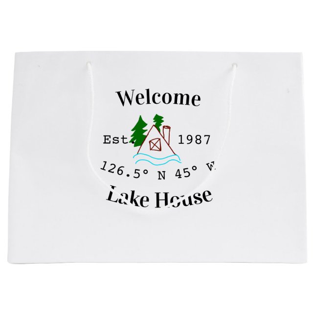 Welcome lake house corrdinated est. Year mountain  Large Gift Bag (Front)