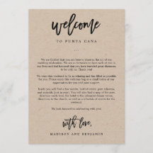 Welcome Letter and Itinerary Wedding Welcome Bag