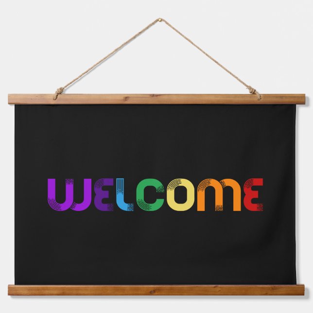 Welcome LGBT rainbow flag Hanging Tapestry (Front)