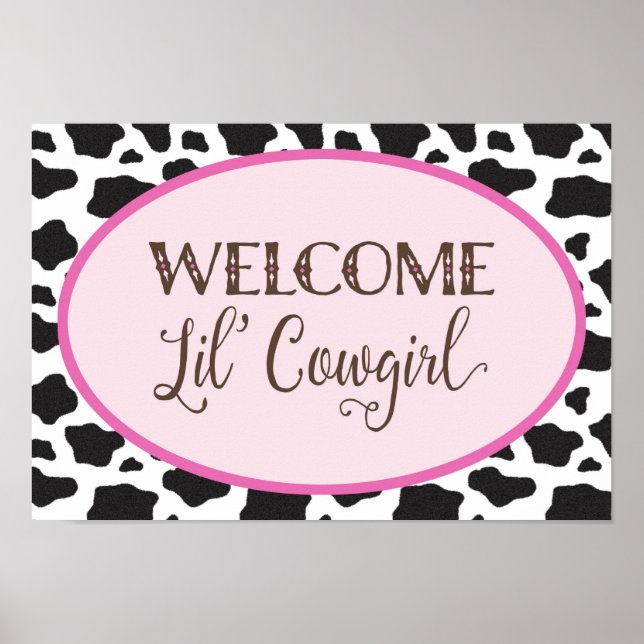 Welcome Lil' Cowgirl Baby Shower Banner Poster (Front)