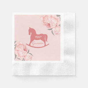 Welcome Little Lady Blush Pink Peony  Napkin