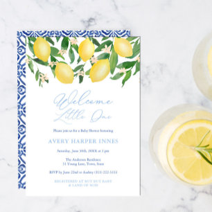 Welcome Little One Amalfi Lemons Boy Baby Shower Invitation