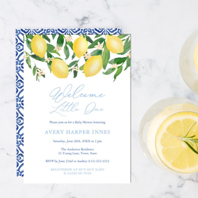 Welcome Little One Amalfi Lemons Boy Baby Shower Invitation (Creator Uploaded)