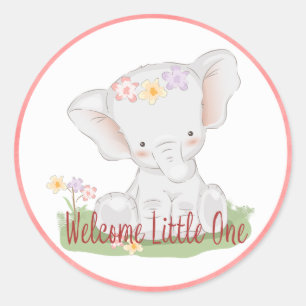 Welcome Little One Baby Elephant Classic Round Sticker