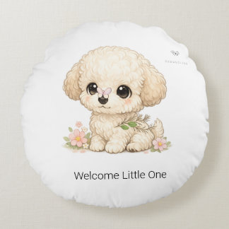 Welcome Little One Chibi Toy Poodle Round Pillow