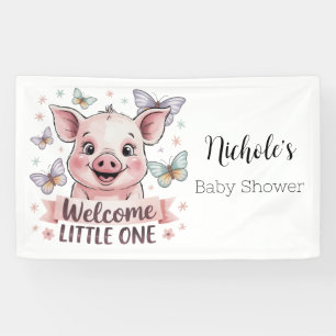 Welcome Little One - Cute Piglet Baby Shower Banner