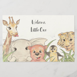 Welcome Little One Safari Baby Congratulations Stationery