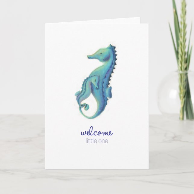 Welcome Little One Seahorse Card (Front)