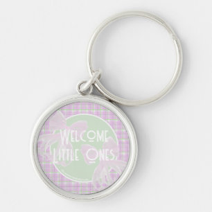 Welcome Little Ones- Twin pink bows Key Ring