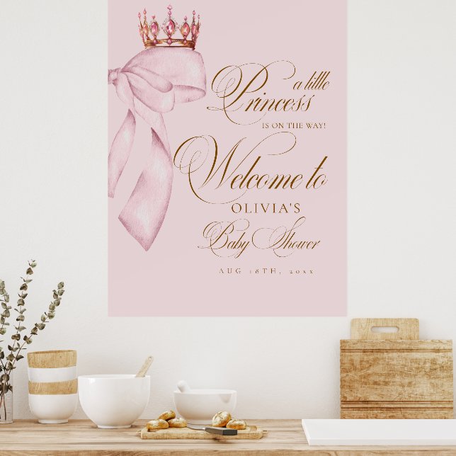 Welcome Little Princess Baby Shower Poster (Kitchen)