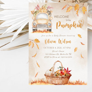 Welcome Little Pumpkin Baby Shower Party Invitation