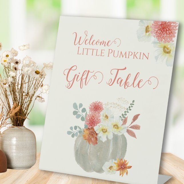 Welcome Little Pumpkin Shower Gift Table Pedestal Sign (Creator Uploaded)