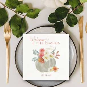 Welcome Little Pumpkin Watercolor Baby Shower Napkin