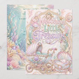 Welcome Little Treasure Pastel Under the Sea Baby Invitation