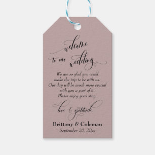 Welcome Love & Gratitude Dusty Rose Pink Wedding Gift Tags