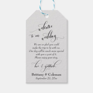 Welcome Love & Gratitude Light Grey Wedding Gift Tags