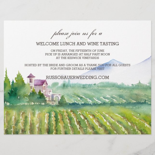 Welcome Lunch & Wine Tasting Flyer (Front)