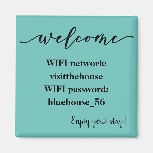 Welcome Magnet Vacation Rental Wifi Password (Front)