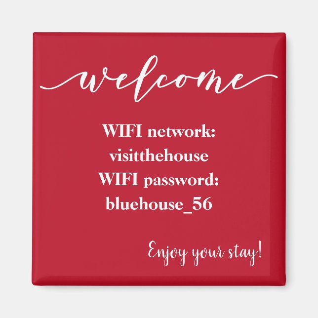 Welcome Magnet Vacation Rental Wifi Password (Front)