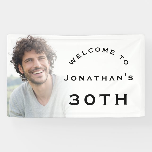 Welcome Male 30th Birthday Party Photo Overlay Banner (Horizontal)