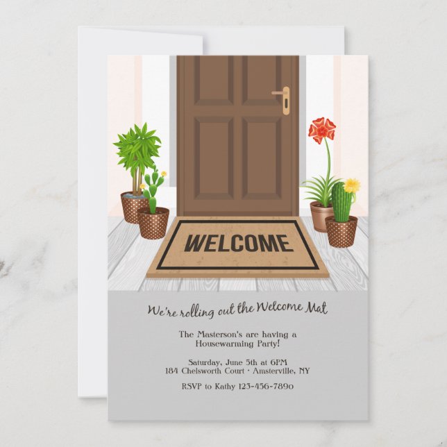 Welcome Mat Housewarming Party Invitation (Front)