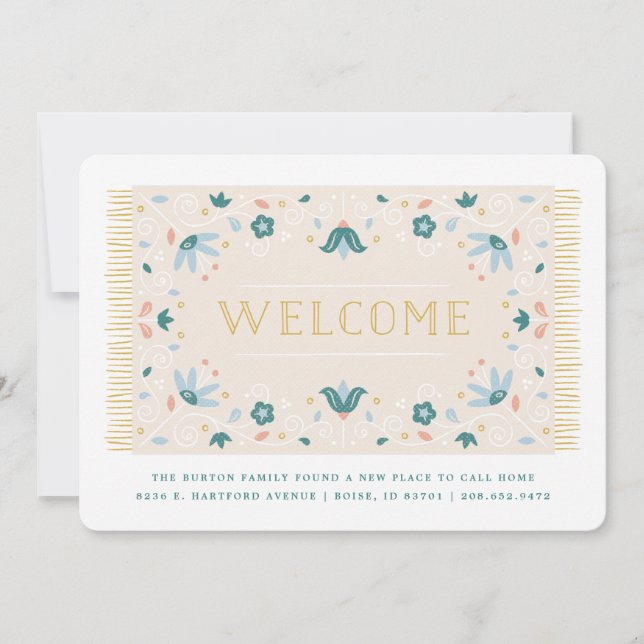 Welcome Mat Moving Announcement - Teal (Front)
