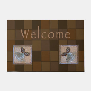Welcome mat, ochre pinecone tile for Bungalows  Doormat