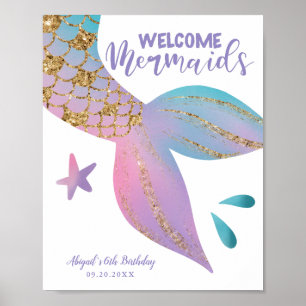 Welcome Mermaids Magical Birthday Party Sign
