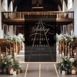 Welcome! Modern, Calligraphy, Wedding Acrylic Sign