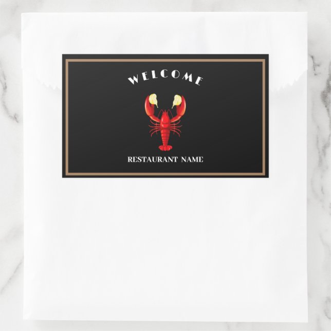 Welcome Modern seafood Lobster lime logo name Rectangular Sticker (Bag)
