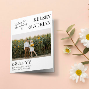 Welcome Modern Typography Photo Wedding Program