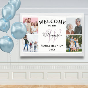 Welcome Monogram & Photo Family Reunion Banner