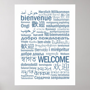 Welcome  Multilingual  Pale Blue Poster