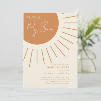 Welcome My Sun Modern Boho Baby Shower Invitation
