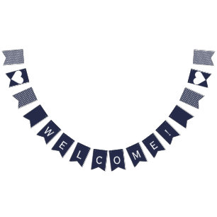 Welcome Navy and White Preppy Bunting Bunting